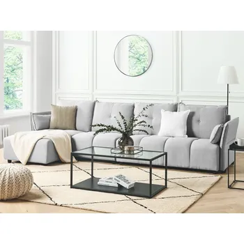 Pohovka Pravá rohová pohovka světle šedá 4místná Extra polštáře Moderní Beliani