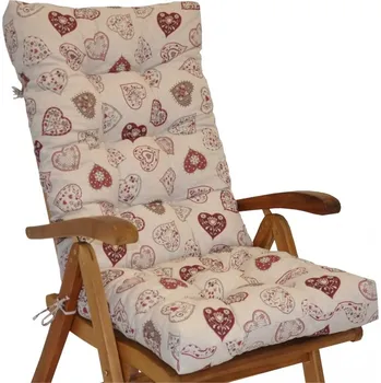 Zahrada Axin Trading s.r.o. Polstr na teakové zahradní křeslo vysoké - látka motiv červená srdce