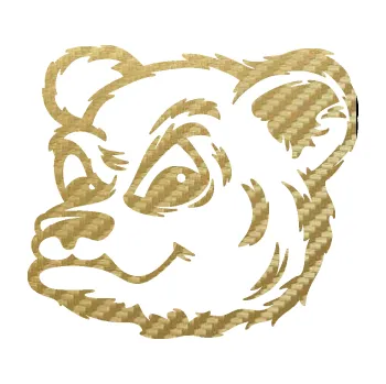 Samolepicí dekorace na vozidlo Medvěd 011 levá hlava (59 - 3D karbon zlatý) SAMOLEPKA NA AUTO, NÁLEPKA, FÓLIE, POLEP, TUNING, VLASTNÍ TEXT, TISK, AUTOSAMOLEPKY.cz, POLEPY, OBRÁZEK, LOGO, 3D STICKERS