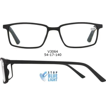 Brýle na čtení Brýle na počítač V3064 s Blue light filtrem / +3,00 - černé