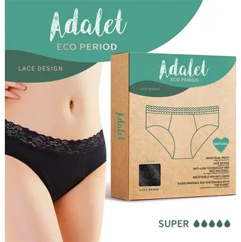 Menstruační kalhotky Adalet Eco Period Natura Menstrual Panty Super Black Velikost XL