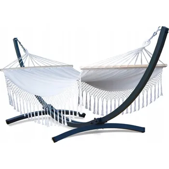 Zahradní nábytek POTENZA ocelový rám TYTAN 350kg + houpací síť SANTIA XL bílá 220x160