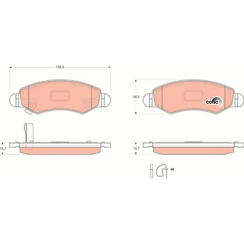 Brzdová destička Sada brzdových destiček, kotoučová brzda TRW GDB3363