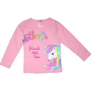 Dívčí tričko JEDNOROŽEC s dlouhým rukávem 0002 růžové 887/34 vel. 104