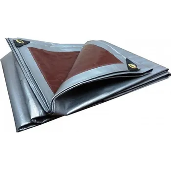 Krycí plachta ShopJK KRYCÍ PLACHTA STŘÍBRNO - HNĚDÁ 4X6 M 210G/M2
