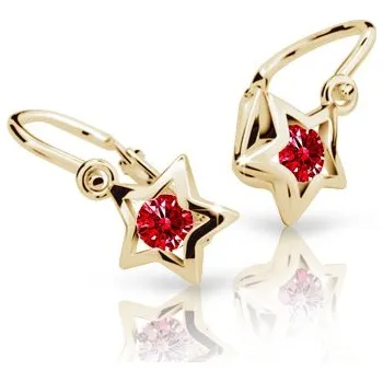 Náušnice Cutie Kids Jewellery c1942-10-40-x-1 Zlaté dětské náušnice na brizuru Cutie hvězdičky C1942 Ruby Dark – zlatý šperk ryzosti 585/1000 v Dárkovém balení s Certifikátem GBEYRB-00225