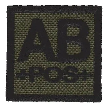 Nášivka NAVYS Označení krevní skupiny AB+ velcro suchý zip 4x4 bojová B-45sz