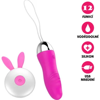 VšeNaSex.cz Bezdrátové vibrační vajíčko USB Wireless Rabbit Dildo růžové