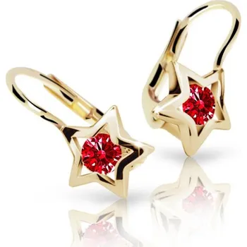 Náušnice Cutie Jewellery C1942-55-40-x-1 Zlaté dětské náušnice na klapku Cutie hvězdičky C1942 Ruby Dark – zlatý šperk ryzosti 585/1000 v Dárkovém balení s Certifikátem GLEYRB-00616