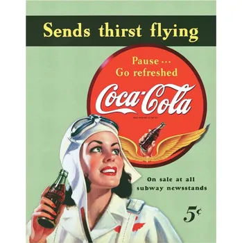 Plechová cedule Plechová cedule Coca Cola Sends thirst flying 32 cm x 40 cm