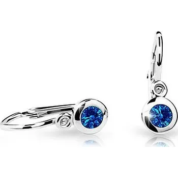 Náušnice Cutie Kids Jewellery c1537-10-60-x-2 Dětské náušnice z bílého zlata na brizuru Cutie C1537 Dark Blue – zlatý šperk ryzosti 585/1000 v Dárkovém balení s Certifikátem GBEWT-00758