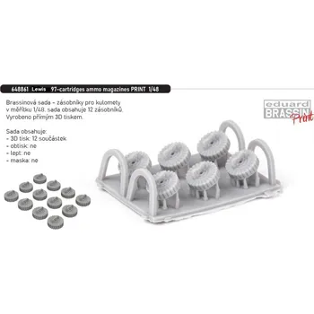 Plastikový model Eduard 1/48 Lewis 97-cartridges ammo magazines PRINT