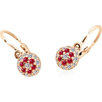 Náušnice Cutie Kids Jewellery c2755-10-40-x-4 Dětské náušnice z růžového zlata na brizuru Cutie C2755 Ruby Dark – zlatý šperk ryzosti 585/1000 v Dárkovém balení s Certifikátem GBERRB-00803