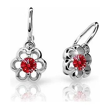 Náušnice Cutie Kids Jewellery c1947-10-40-x-2 Dětské náušnice z bílého zlata na brizuru Cutie kytičky C1947 Ruby Dark – zlatý šperk ryzosti 585/1000 v Dárkovém balení s Certifikátem GBEWRB-00764