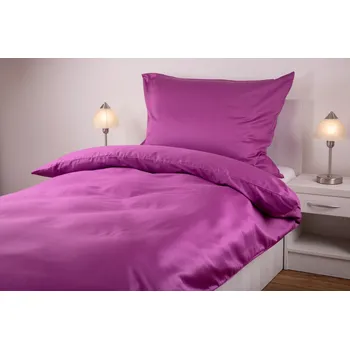 Povlečení JAN peří Povlečení z bavlněného saténu - fialové - Povlečení z bavlněného saténu - fialové - souprava povlečení 70x90 + 140x200