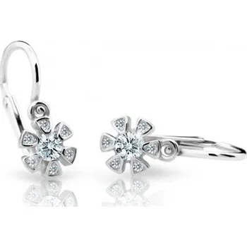 Náušnice Cutie Kids Jewellery c2156-10-10-x-2 Dětské náušnice z bílého zlata na brizuru Cutie kytičky C2156 White – zlatý šperk ryzosti 585/1000 v Dárkovém balení s Certifikátem GBEWB-00332