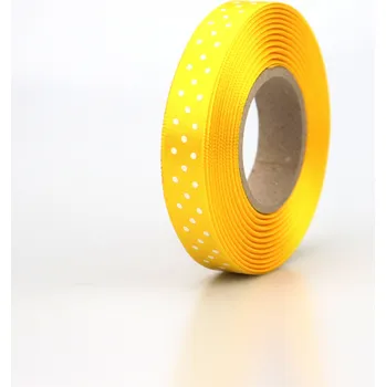 Stuha Pro Háčkování Atlasová stuha 15 mm s puntíky 20 m žlutá