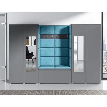 Předsíňová stěna Předsíňová stěna Emi 10 - grafit Barva panelů: Modrá - Trinity 13