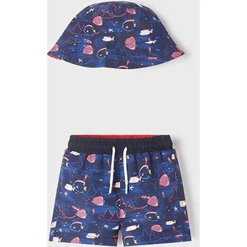 Dětská móda Chlapecké koupací kraťasy s kloboučkem Mayoral 1660 modré Rozměr: 74