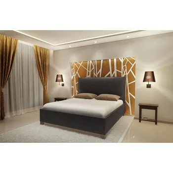 Postel Čalouněná postel Acamar, 180x200 cm, Mrava Odstín moření: Třešeň, Výběr čalounění: Velvet 2225-2, Výška čela postele: 110 cm