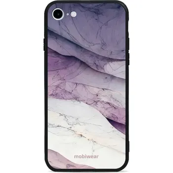 Pouzdro na mobilní telefon Lesklý kryt Mobiwear Glossy - Apple iPhone SE 2020 - G028G - Bílý a fialový mramor (Prémiové lesklé pouzdro, obal, kryt Mobiwear Glossy na mobil Apple iPhone SE 2020 - G028G - Bílý a fialový mramor, materiál Plast + TPU silikon - krytí po všech stranách,)