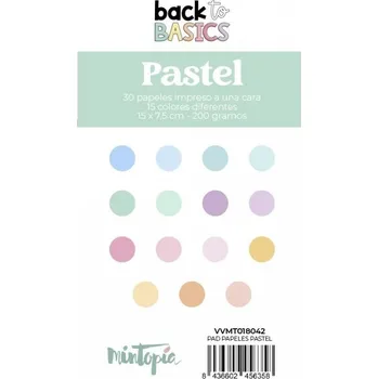 mintopia Sada jednostranných barevných papírů (30ks) 7,5x15cm Pastel