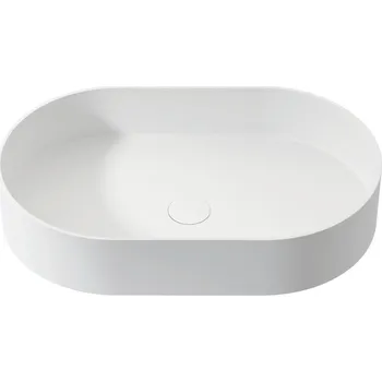 Umyvadlo na desku Esla, 57x36cm, litý mramor, bílé, 52377 VÝPRODEJ