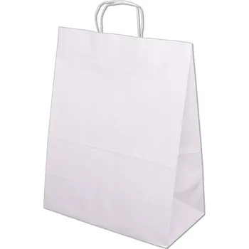 Obalový materiál Papírová EKO taška 350x180x440mm kroucené ucho bílá 100 ks