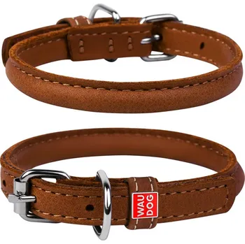 Obojek pro psa WAU DOG Kulatý kožený obojek Soft hnědý Obvod krku: 17-20cm,	šířka obojku: 6mm