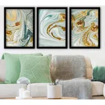 Sada obrazů Melodia 3 ks 35x45 cm modrá/zlatá