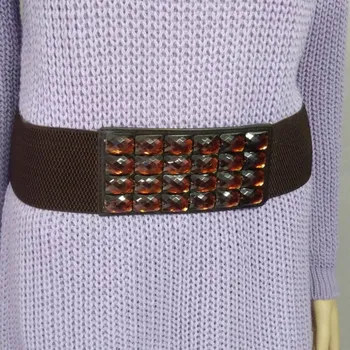 Opasek Dámský elastický pásek / opasek na gumu - hnědý