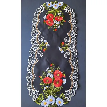 ubrus UBRUS * UBRUSY 90 x 40 vyšívaný * Vlčí máky a kopretina