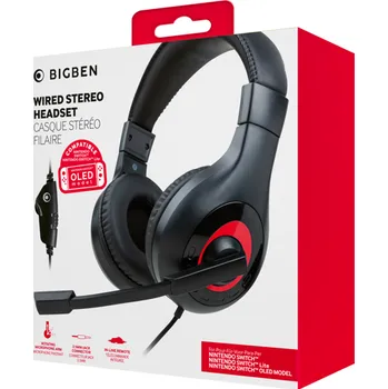 Sluchátka BigBen Wired Stereo Headset (Switch) - černo/červená