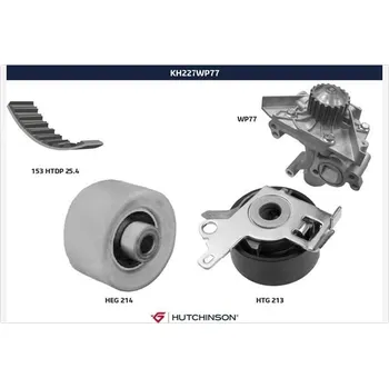 Rozvod motoru Vodni pumpa + sada ozubeneho remene, , 1609525280, HUTCHINSON, KH 227WP77