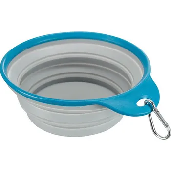 Miska pro psa Cestovní silikonová miska s pevným okrajem 1 l/18 cm šedá s modrým okrajem
