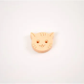Dřevěný knoflík Handmade kočička - balení 10 ks