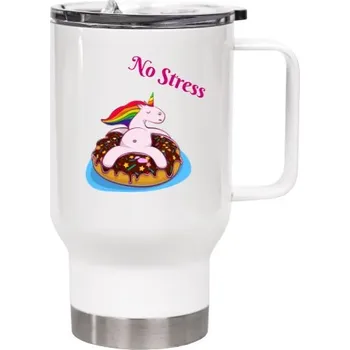 Termohrnek Cestovní termohrnek s uchem s potiskem Jednorožec_no stress