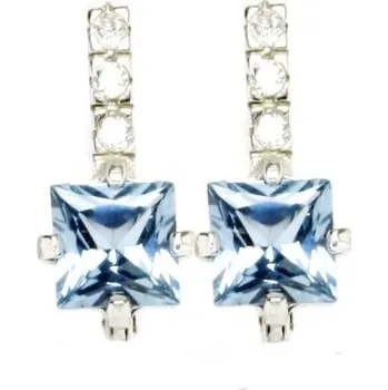 Náušnice Stříbrné náušnice čiré zirkony a akvamarin - NK1309 (Stříbrné náušnice se zirkony)