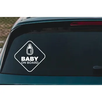 Samolepící dekorace Lepy.cz Samolepka na auto Baby on board - lahvička Velikost (šířka x výška): 15x15cm, Barevná varianta: Krémová