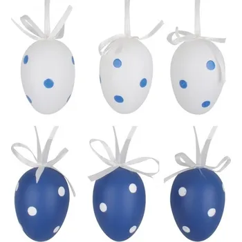 Vajíčka puntíkatá modrobílá 6 cm, 6 ks v sáčku