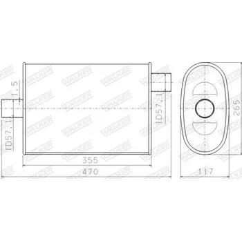 Tlumič výfuku Střední tlumič výfuku - univerzální, , WALKER, 14882