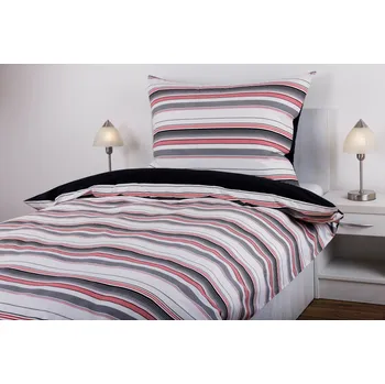 Povlečení JAN peří Luxusní bavlněné povlečení - renforce - kombinace proužek/černá - Luxusní bavlněné povlečení - renforce - kombinace proužek/černá - souprava povlečení 70x90 + 140x200