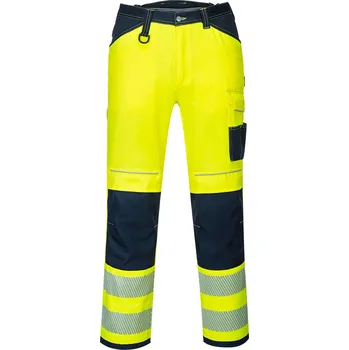PORTWEST Pracovní kalhoty PW3 Hi-Vis Velikost: 28, Barva: žlutá-námořní modrá-zkrácená