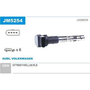 Zapalovací cívka Zapalovací cívka, , 077905115G, 077905115J, 077905115M, 077905115R, 077905115S, JANMOR, JM5254