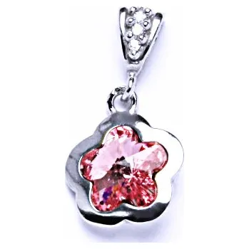 Přívěsek Stříbrný přívěsek kytka Swarovski rose - P1296/2 (Stříbrný přívěsek kytky se Swarovski zeleným krystalem)