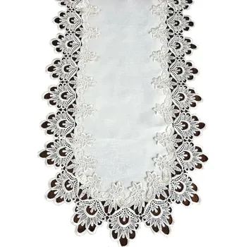 ubrus Oválný bílý ubrus zdobený krajkou Šířka: 80 cm | Délka: 140 cm