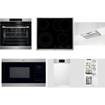 Set domácích spotřebičů AEG BPK742380M + AEG Mastery DirectTouch HK654070XB + AEG DGB3523S + AEG Mastery MSB2547D-M + AEG Mastery MaxiFlex FEE73517PM + AEG Mastery FlexiShelf SCE818D3LC
