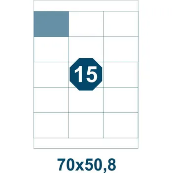 Samolepící etiketa Samolepicí etikety, délka 70 mm, šířka 50,8 mm, 15 ks na archu A4, 100 listů/bal.