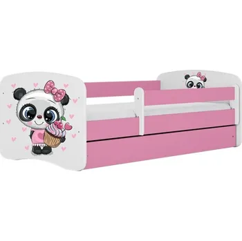 Dětská postel Babydreams panda růžová, varianta 70x140, se šuplíky, bez matrace
