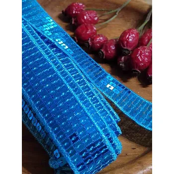 Krajka Flitrový prýmek šíře 22 mm modrá tyrkys